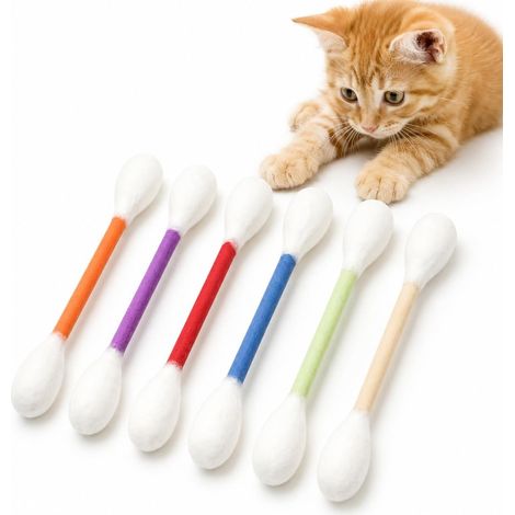 6 Pièces Jouet Chat Herbe à Chat en Forme de Coton-Tige, Jouet Interactif à Mâcher pour Nettoyage des Dents, Bâtons en Feutre Résistant pour Chats d’Intérieur et Chatons (1/5)