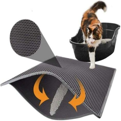 Tapis de litière pour chat Tapis de litière pour chat, bac à litière pour chat, tapis de litière pour chat en nid d'abeille, tapis de litière pour chat en nid d'abeille à double couche imperméable - 3 (1/5)
