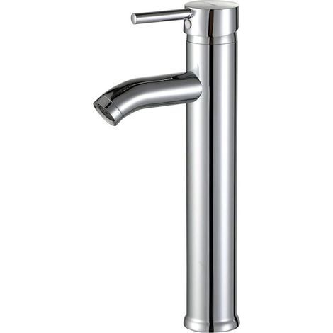 Waschtischarmatur, Einhebelmischer, hohe Waschtischarmatur, Edelstahlkorpus, Chromoberfläche, ausgestattet mit zwei flexiblen Schläuchen (Warm- und Kaltwasser), SF-11801 (1/4)