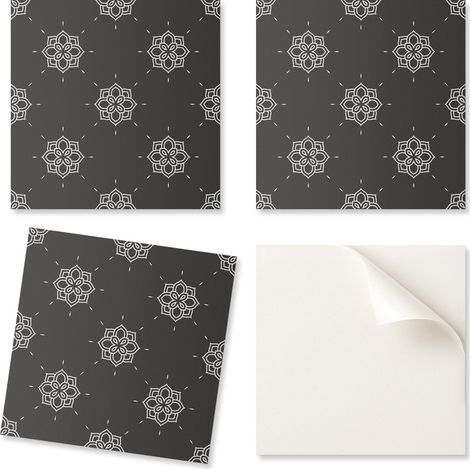Juego de baldosas de vinilo estampadas - Decoraci贸n de dormitorio con estampado floral sobre un fondo de 9x30x30 cm.