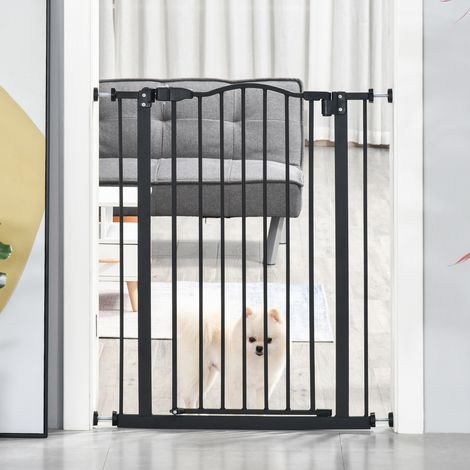 Animal Barrière de sécurité pour chien extensible 74-80 cm fermeture automatique fixation par pression sans percer - noir
