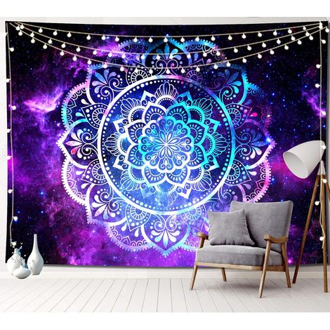 [JAMAIS UTILISÉ]Tapisserie de mandala, tapisserie de galaxie, tapisserie d'astronaute pour enfant homme femme chambre décoration murale tapisserie pour la décoration de la chambre (Mandala, 200CM150CM (1/4)