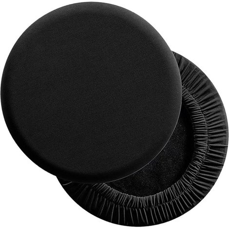 Vier runde Barhocker-Überzüge, wasserdicht und waschbar, elastisch, ideal für Zuhause, Restaurants etc. Durchmesser: 25 bis 35 cm (9,8 bis 13,8 Zoll) – Schwarz