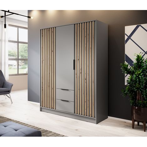 Armoire 3 portes MELODIE 155 cm gris (1/3)