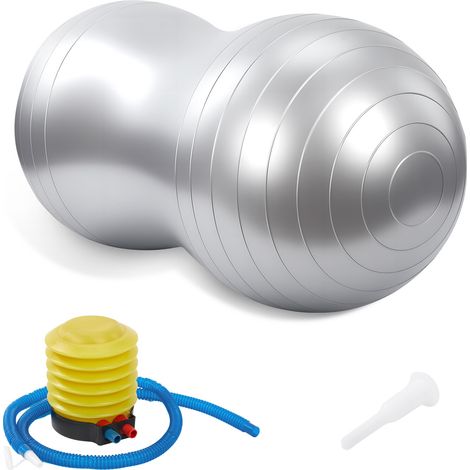 Peanut Ball Therapy with Pump, Sensory Gym Ball for Yoga, Pilates, Core Training & Balance, PVC Exercise Ball for Autism, Posture Fitness Equipment for Kids Children Adults (90x45CM) (Grey) (1/4)