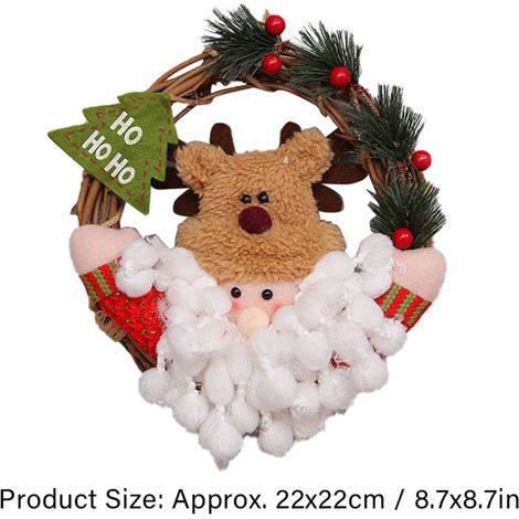 Dekorativer Weihnachtskranz für Tür oder Wand, hängende Türdekoration aus Rattan (1/5)