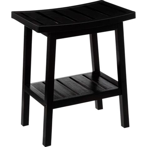 Tabouret Rangement "Bambou" 46cm Noir (1/2)