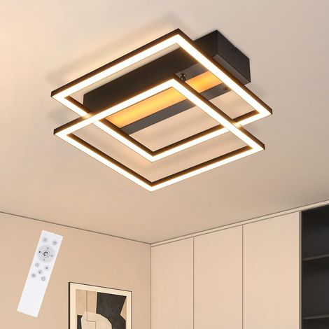 GBLY Deckenleuchte LED Deckenlampe Schlafzimmer - RGB Farbwechsel Küchenlampe 36W Dimmbar Schwarz Modern Schlafzimmerlampe mit Fernbedienung Wohnzimmer Deckenleuchten Eckig für Flur Kinderzimmer
