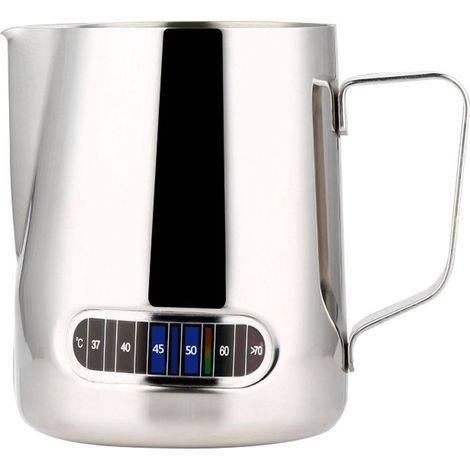 Verseuse en acier inoxydable 600ml pour mousser lait et café avec thermomètre (1/4)