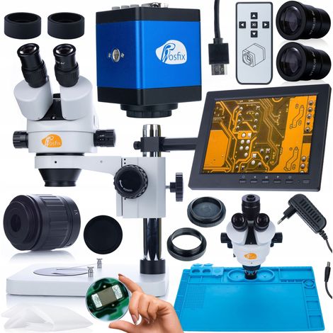 Rosfix Mercury Pro msmp-T-PS1 Mikroskop-Set + Draco Blue PRO kmdbp-hdmi-VGA Kamera + Silikonmatte 480x320mm + Halterung mit 8"-Display (1/5)