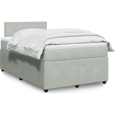 Cama box spring con colchón terciopelo gris claro 120x200 cm vidaXL (1/5)