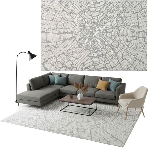 Alfombra de pelo rizado grande de 140x200 para sala de estar, Japandi, moderna, pesada, gruesa, POLO - Estrella (Gris)