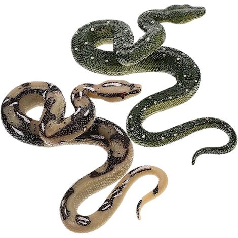 Lot de 2 serpents en plastique, figurines de serpents, jouets, modèles d'animaux réalistes, accessoires de décoration humoristiques pour bureau, couleurs assorties, 16 x 11 x 4,5 cm (1/2)