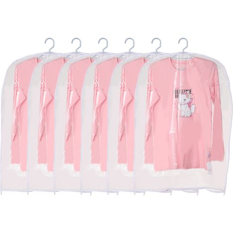 Housses à vêtements pour suspendre les vêtements, lot de 6 housses transparentes, housses anti-poussière en plastique pour costumes et manteaux, housses de protection zippées pour le rangement dans le