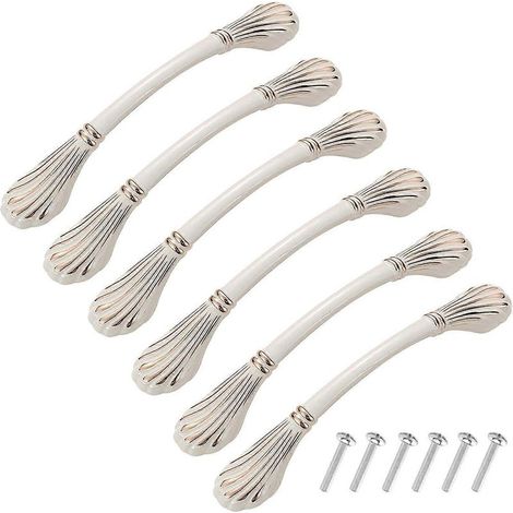 Set mit 6 Vintage-Möbelgriffen, eleganten Schubladengriffen, Schranktürgriffen, antiken Küchengriffen, 96 mm Lochabstand, elfenbeinfarben (1/5)