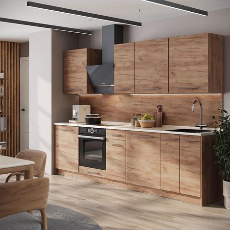 Mueble de cocina Fame-Line, Roble dorado/Roble dorado, 280 cm, ET Mármol, Vicco (1/5)