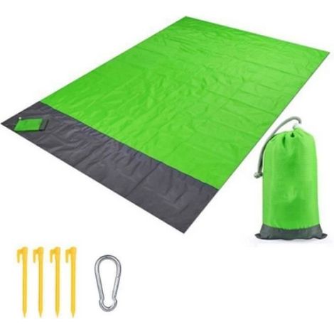 Tapis de Plage Imperméable Camping Couverture de Pique-Nique Anti Sable Pliable Portable pour Plage Pique-Nique Vert NATTE DE PLAGE (1/4)