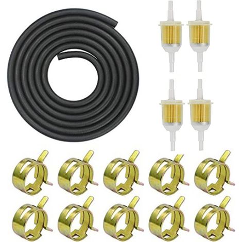 Lntyq Kit de conduite de carburant, filtre à carburant pour moto, avec 4 filtres à carburant, tuyau de carburant de 2 m, 10 colliers de serrage, filtre à carburant (1/5)