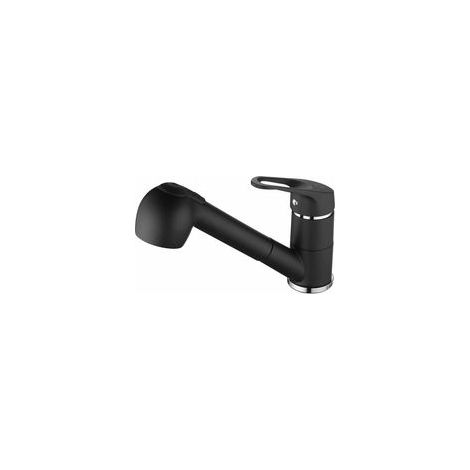 Noir Robinet Cuisine Douchette, Mitigeur Cuisine avec Douchette Extractible 42 cm 2 Jets Bec Rotatif sur 120° Robinet Froid et Chaud Disponible Douchette Ergonomique (1/5)