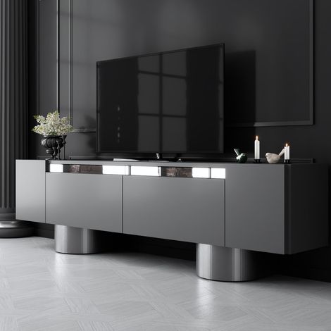 TV-Möbel Anthrazit Bohem 180x50x30 - Silberner Rahmen