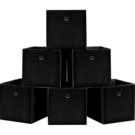 Trintion 6PCS Aufbewahrungsbox aus Vliesstoff Faltbare Aufbewahrungsbox für Snacks Aufbewahrungsbox für Kleidung für die Heimaufbewahrung Büro (Schwarz) (1/5)