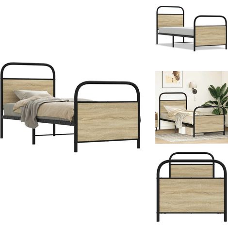 Bettgestell ohne Matratze 80x200 cm Sonoma-Eiche Holzwerkstoff - Bettgestell - Bettgestelle - Bettrahmen - Schlafzimmermöbel (1/5)