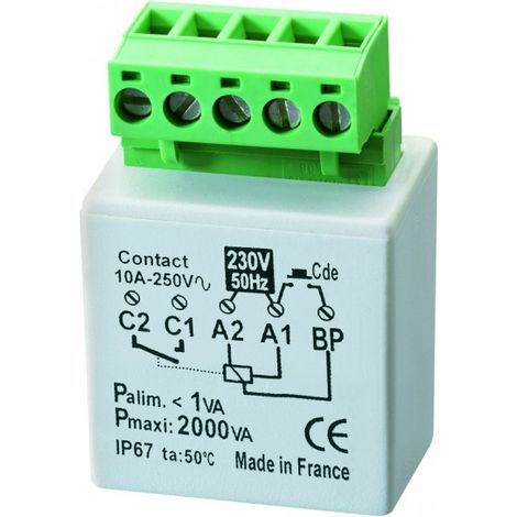Yokis – Micromodule Télérupteur encastré filaire 2000W – Commande de tous types de charges – Temporisation intégrée jusqu'à 4h – MTR2000E (1/10)