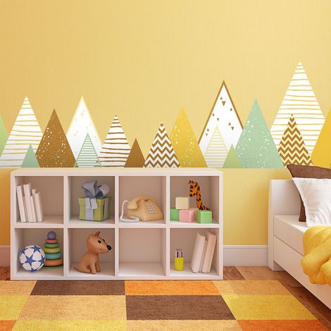 Stickers muraux enfants - Décoration chambre bébé - Autocollant Sticker mural géant enfant montagnes scandinaves MIAKA - 70X115cm (1/5)