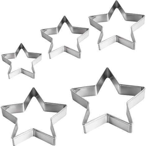 5 Pcs Star Shape Cookie Cutters Stainless Steel Cookie Cutters Fondant Pastry Biscuit Cutter Small Cake Cutter for Cake Decorating DIY (1/5)