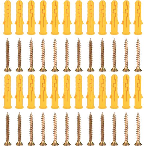 Lot de 50 vis et chevilles pour mur de maçonnerie, brique, béton, vis sans tête autotaraudeuses pour cloison sèche, boulons d'ancrage mural–M8 x 40 mm