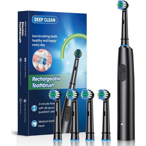 Brosse à dents électrique – 5 modes de nettoyage, 4 têtes de brosse interchangeables, chargement USB, cadeau idéal pour la maison et les voyages-AquaForge (1/5)