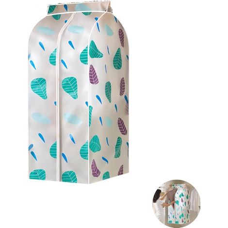 2 fundas grandes translúcidas para prendas de PEVA，protectoras de tela，bolsas de almacenamiento colgantes para armario，chaquetas y pantalones (1/4)