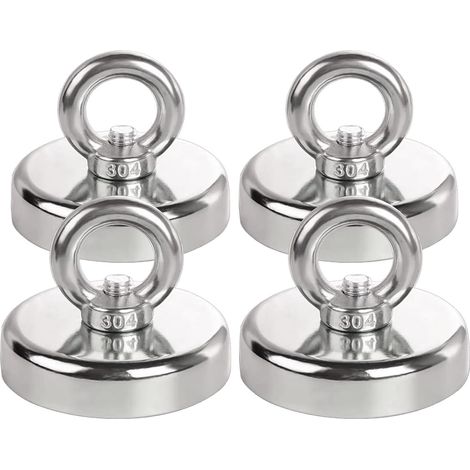 Aimant Puissant 32mm Aimant de Peche Avec Anneaux Néodyme Gros Robuste Crochets Magnétiques pour Maison Cuisine Bureau Garage Atelier Camionnette 4 pièces (1/5)