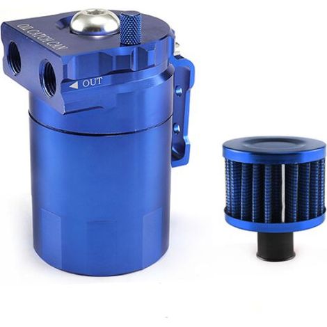 300ml Aluminium Oil Catch Can Voiture Réservoir Réservoir Séparateur D'air Universel Air Avec Filtre À Air, Tuyau Et Autres Accessoires (Bleu) (1/5)