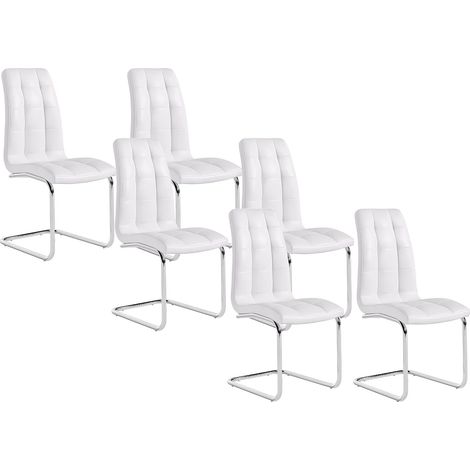 Lot de 6 chaises NADYA - Simili - Blanc (1/5)
