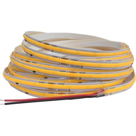 COB LED Strip 220V, Flexible, 296 LEDs, Warm White 3000K, Indoor Linear Lighting (1/5)