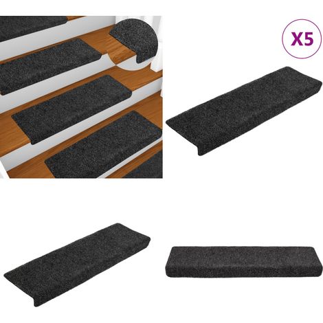 Treppenmatten 5 Stk. Grau 65x21x4 cm Nadelvlies - Treppenmatten - Treppensicherheitsmatten - Nadelvliesmatte - Trittsicherheit - Rutschfeste Matte - Home & Living (1/5)