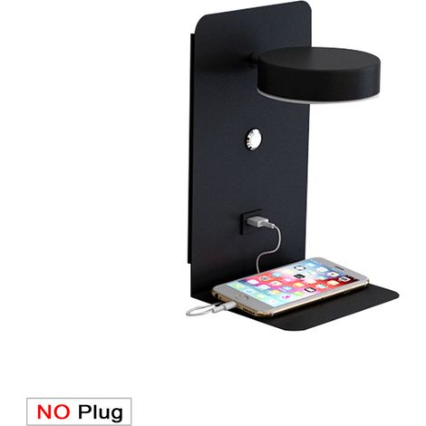 1pc Applique Murale Chambre LED avec port de charge USB, Lampe Murale Tactile Dimmable, Applique murale 12W Intérieure noir avec fil de prise, 350° lampe de lecture murale Rotative (1/5)