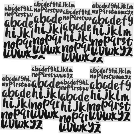 Lot de 10 feuilles autocollants lettres minuscules dimension 2 5 à 5 cm vinyle imperméable pour loisirs créatifs affiches cartes couleur noir (1/5)