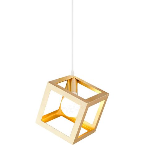 Modern Colorful Pendant Light Cube Shape Pendant Lights Vintage Retro Ceiling Lamp Gold