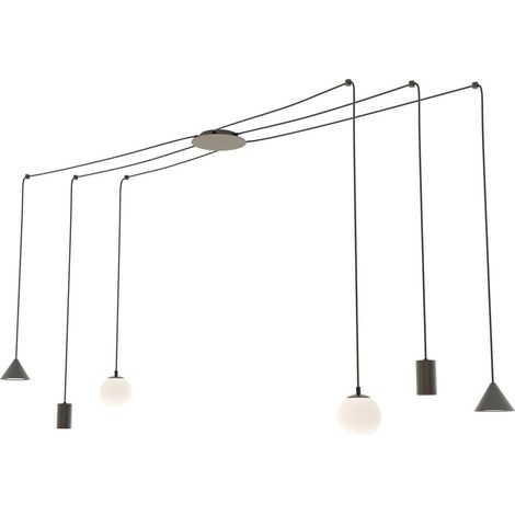 Lampada a sospensione Fuji in acciaio nero opaco