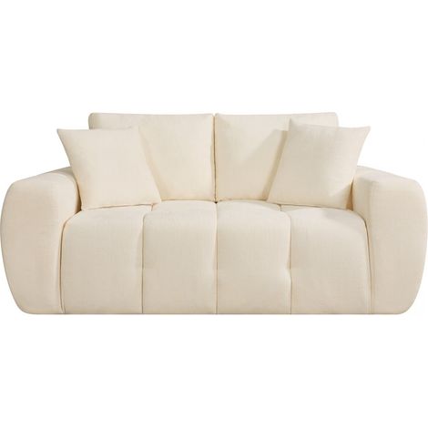 Canapé droit en tissu style bubble "Léonie" - 2 places - Beige (1/4)