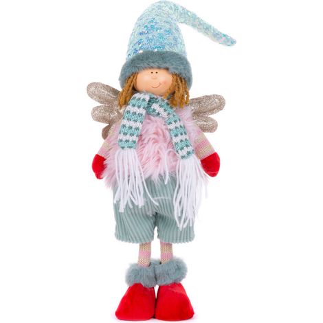 Figur MagicHome Weihnachten, Engel Junge mit roten Schuhen, rosa-grün, 17x10x64 cm (1/2)
