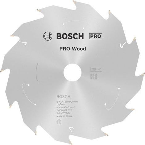 Bosch PRO Wood cordless Circular Saw Blade 160 x 1.5 x 20 mm T12 2608837675
