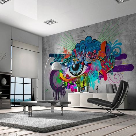 Papier peint oeil de graffiti - 300 x 210 cm (1/4)