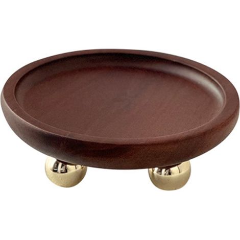 Plateau de rangement en bois, design rond foncé avec pieds dorés, vide-poches décoratif pour entrée, clé et aromathérapie (1/5)