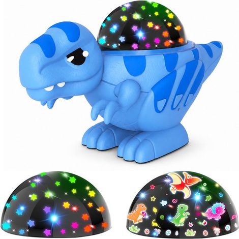 Projecteur de veilleuse dinosaure - Rotation à 360° avec 2 films - Bleu - pour enfants de 1 à 10 ans - Cadeau pour filles et garons - 1 Set (1/5)