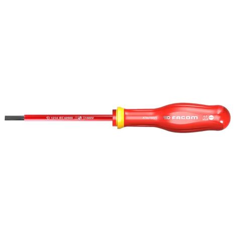 Destornillador aislado Protwist 10000 Voltios para tornillos ranurados 4x100 - hoja avellanada 5,5 mm - FACOM - AT4X100VE