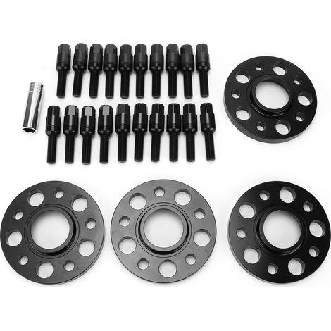Kit de 4 entretoises de roue 15 mm, entraxe M14x1,5, 5x112 mm, compatible avec ALLROAD 2013-2020, noir (1/5)