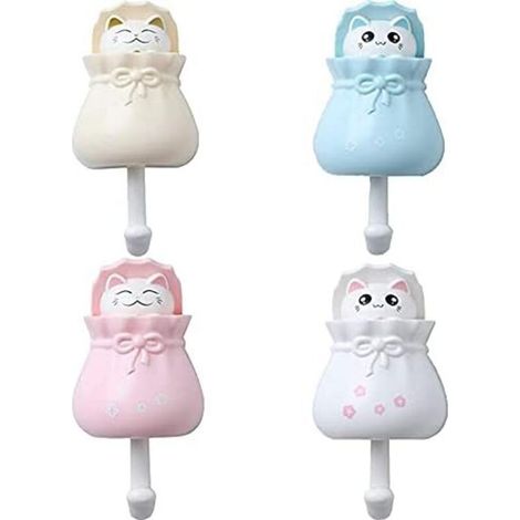 4 Stück Wandhaken (9,5 x 6,5 x 5,5 cm) für Haustiere, selbstklebende Haken für Kinder, Handtuchhaken für Kinder